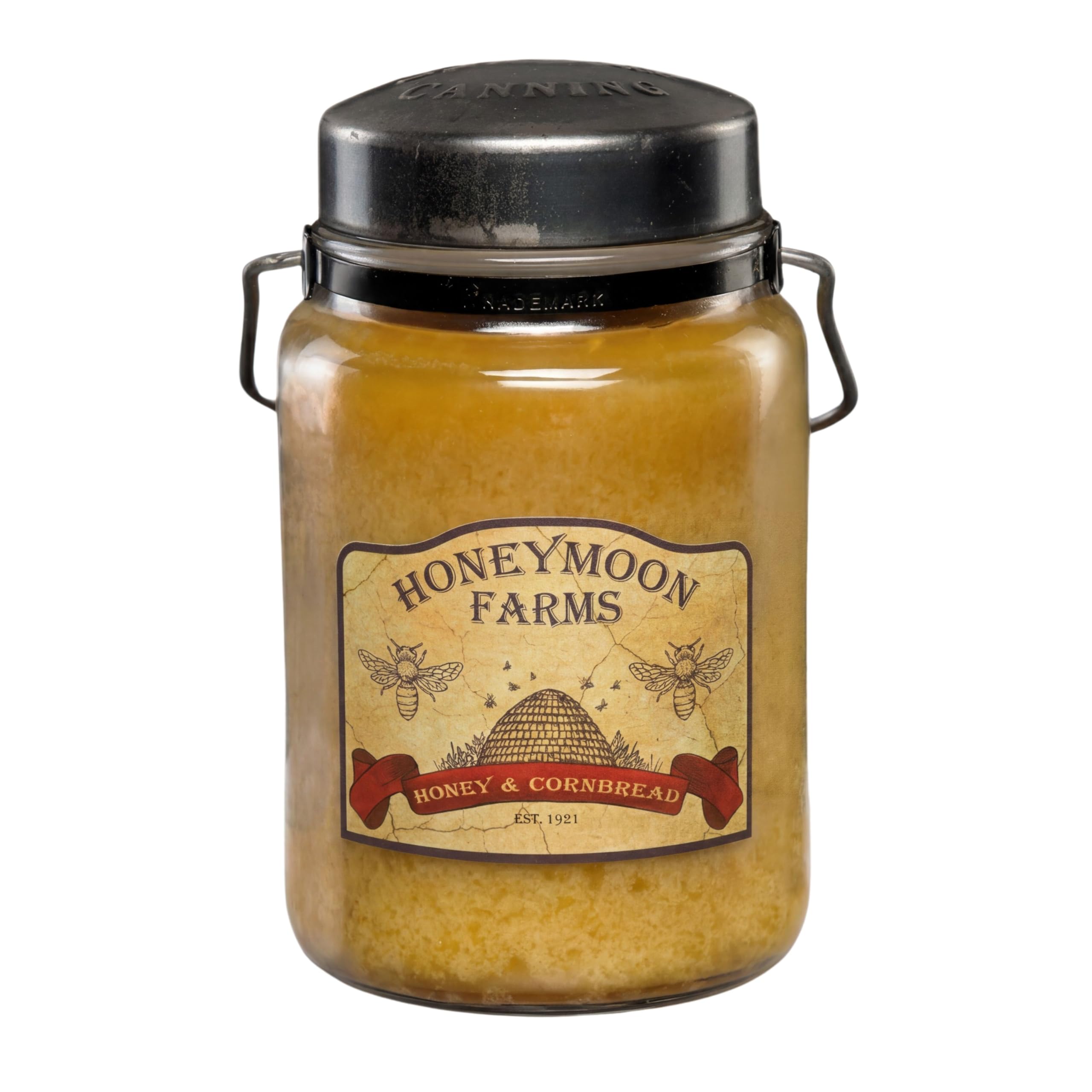 McCall’s Candles | Honey &amp; Cornbread | 26 oz Scented Candle | USA-Poured | Vintage Rustic Jar with Carrying Handle | Sweet Buttery Bakery Fragrance
