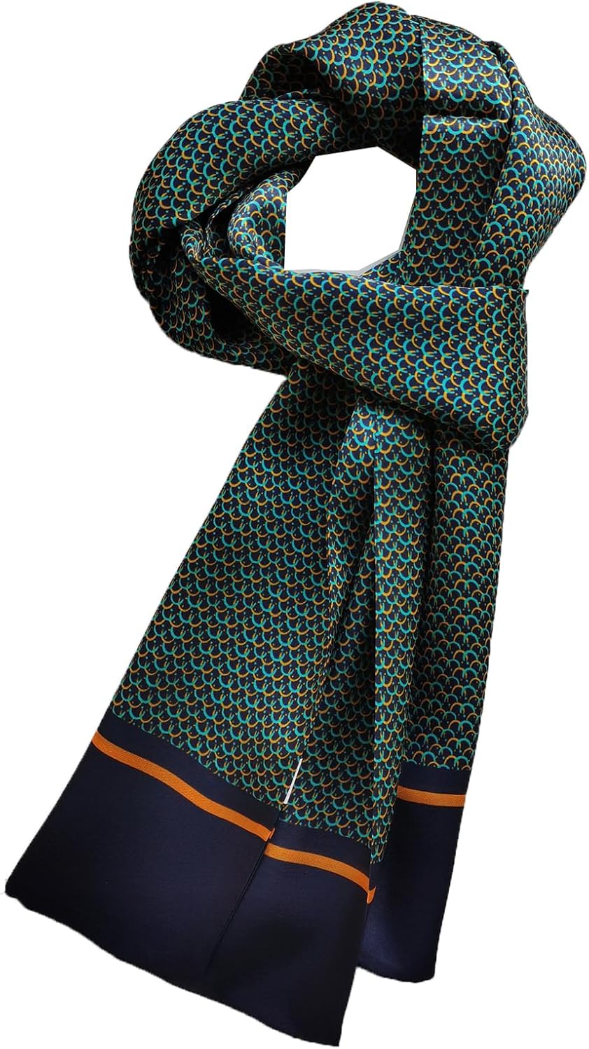 XUYUZUAU Mens 100 Silk Scarf Double Layers Fashion Wrap Neckerchief Formal Business Casual Party