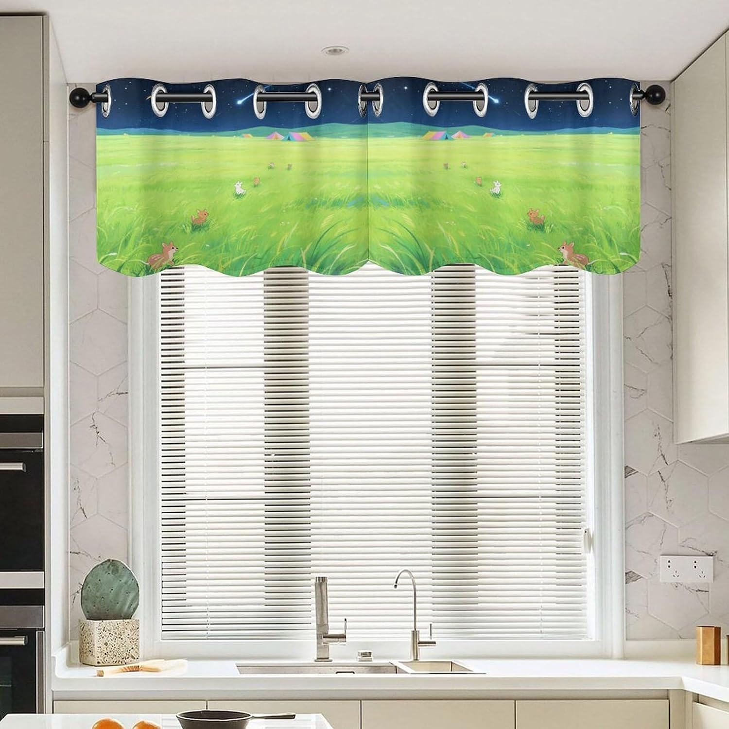Meteor Grassland Short Window Valance Kitchen Valances