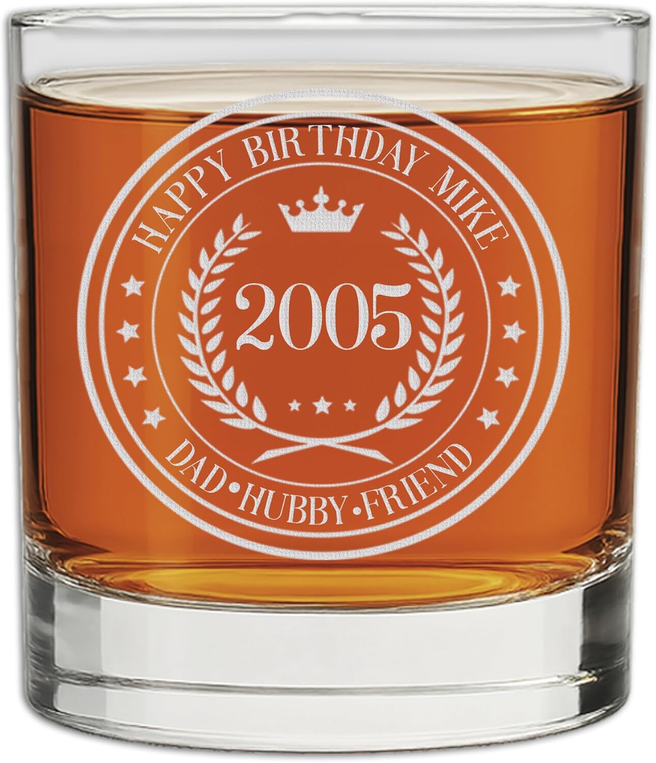 Personalized Vintage 2005 Etched Whiskey Glass - Custom 21st Birthday Gifts for Men - Cheers to 21 Years old - 21st Birthday Decorations - Scotch Bourbon Him Dad Women Anniversary Retirement Maverick