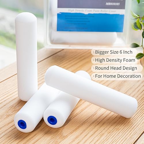 Miniatura 5 de Mister Rui Rodillo de pintura de espuma, paquete de 36, cubiertas de rodillos de espuma de alta densidad de 6 pulgadas, rodillos de esponja de