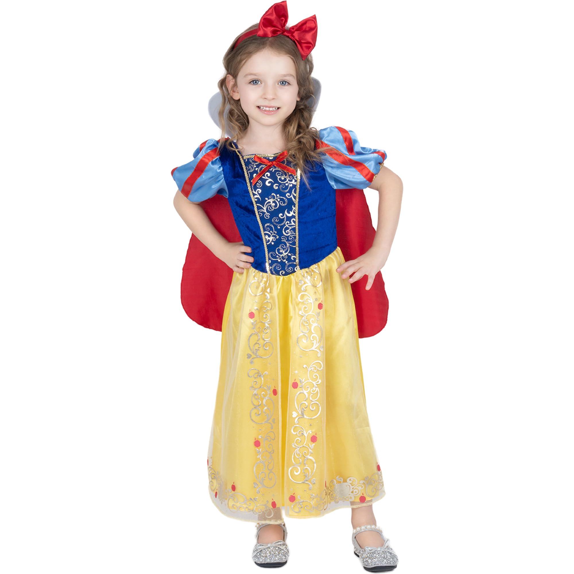 Sincere Party Girl's Deluxe Snow White Costume Dress with Cape and Headband 5-6 years