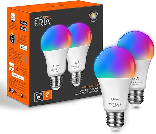 Miniatura 11 de ERIA Bombilla inteligente A19 regulable CRI 90+ de colores y blanco, funciona con Hue*, SmartThings, HA, Amazon Echo (4.ª generación), Alexa, HA,