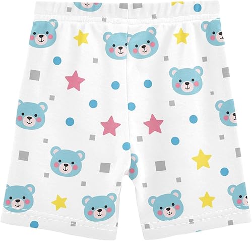 Bear Blue Dots Girls Bike Shorts Toddler Soft Cotton Under Dress Cartwheel Shorts(Multi-bear Blue Dots,10 Years)