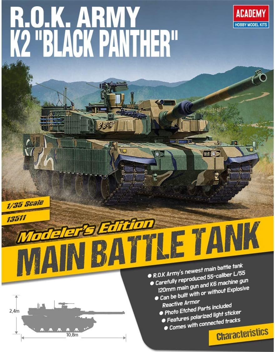 Academy 13511 ROK Army K2 Black Panther, 1/35 Scale Plastic Model Kit