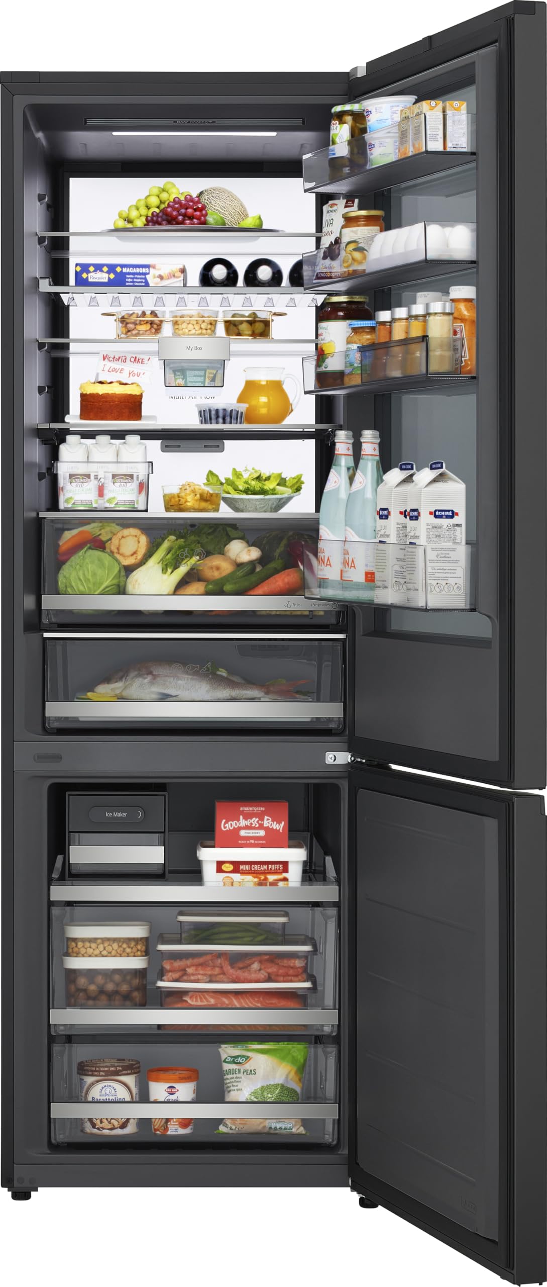LG GBGW92GCEV Fit&Max Kühl-/Gefrierkombination (465 L, Energieklasse C) vollintegrierbar oder freistehend mit InstaView, FRESHConverter+, Total No Frost, MyBox, Schwarz