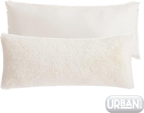 Miniatura 2 de Almohada corporal de pelo sintético de pelo largo, 20 x 48 pulgadas, marfil