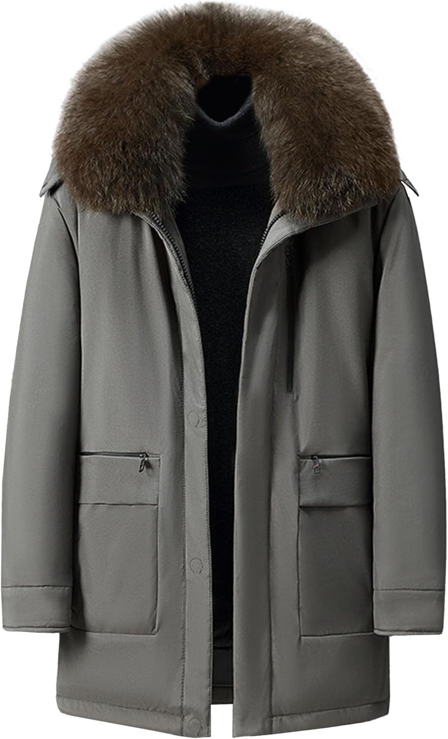 Maiyifu-GJ Thicken Warm Winter Down Coat for Men Lightweight Thickened Long Parka Jacket Hiking Padded Outerwear