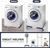 Vista 2 de WBD WEIBIDA Dolly ajustable para muebles con 4 ruedas de doble bloqueo, soporte base universal para lavadora, movedor de electrodomésticos cuadrado