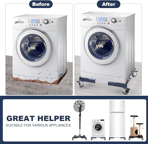 Miniatura 2 de WBD WEIBIDA Dolly ajustable para muebles con 4 ruedas de doble bloqueo, soporte base universal para lavadora, movedor de electrodomésticos cuadrado