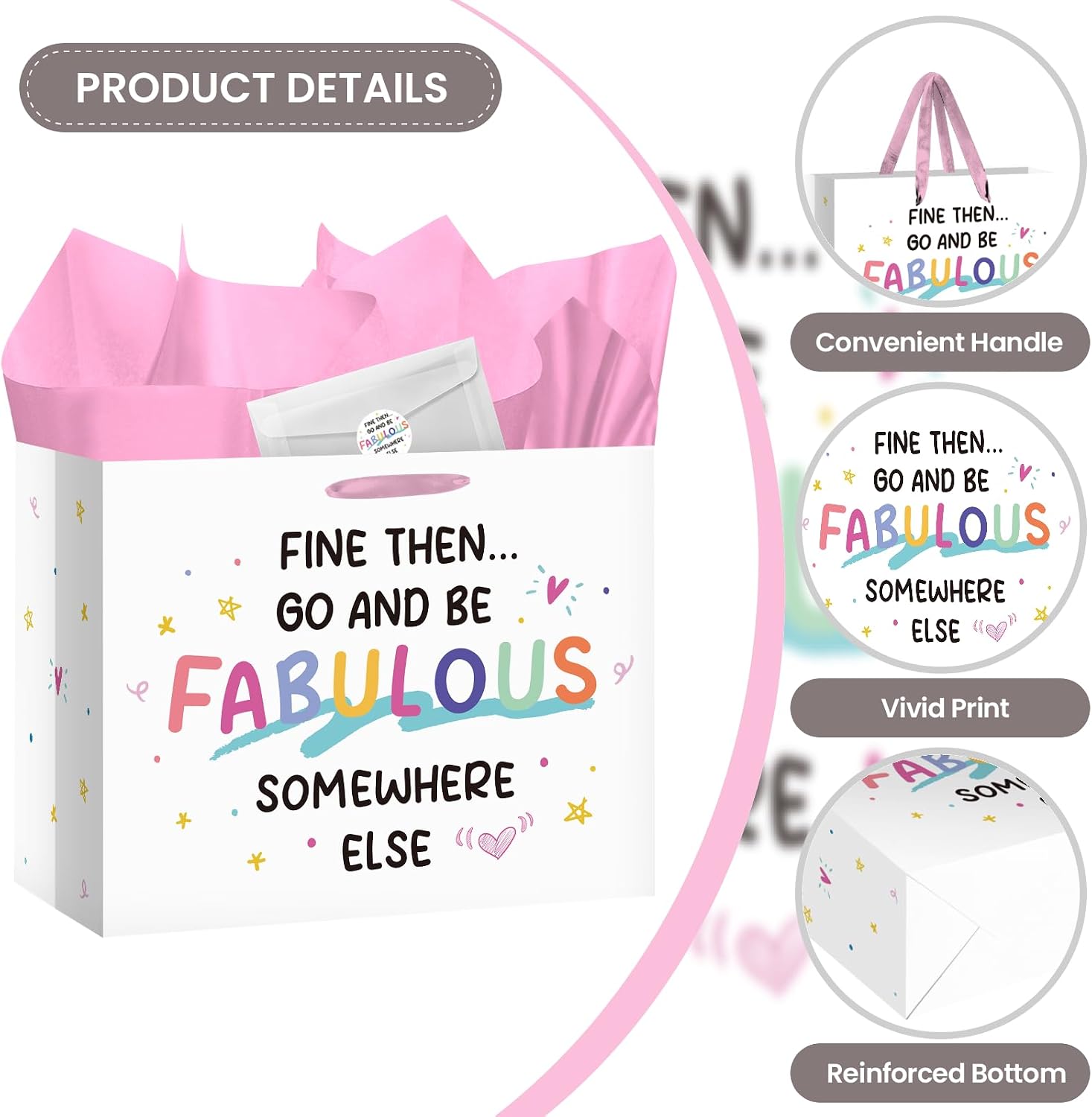 Funny Leaving Gift Bag Set, Office Goodbye Retirement Gift Bag Kit with Tissue Paper Card Sticker Envelope for Employee Coworker Colleague Farewell Leaving Job Change Celebration Party image 3