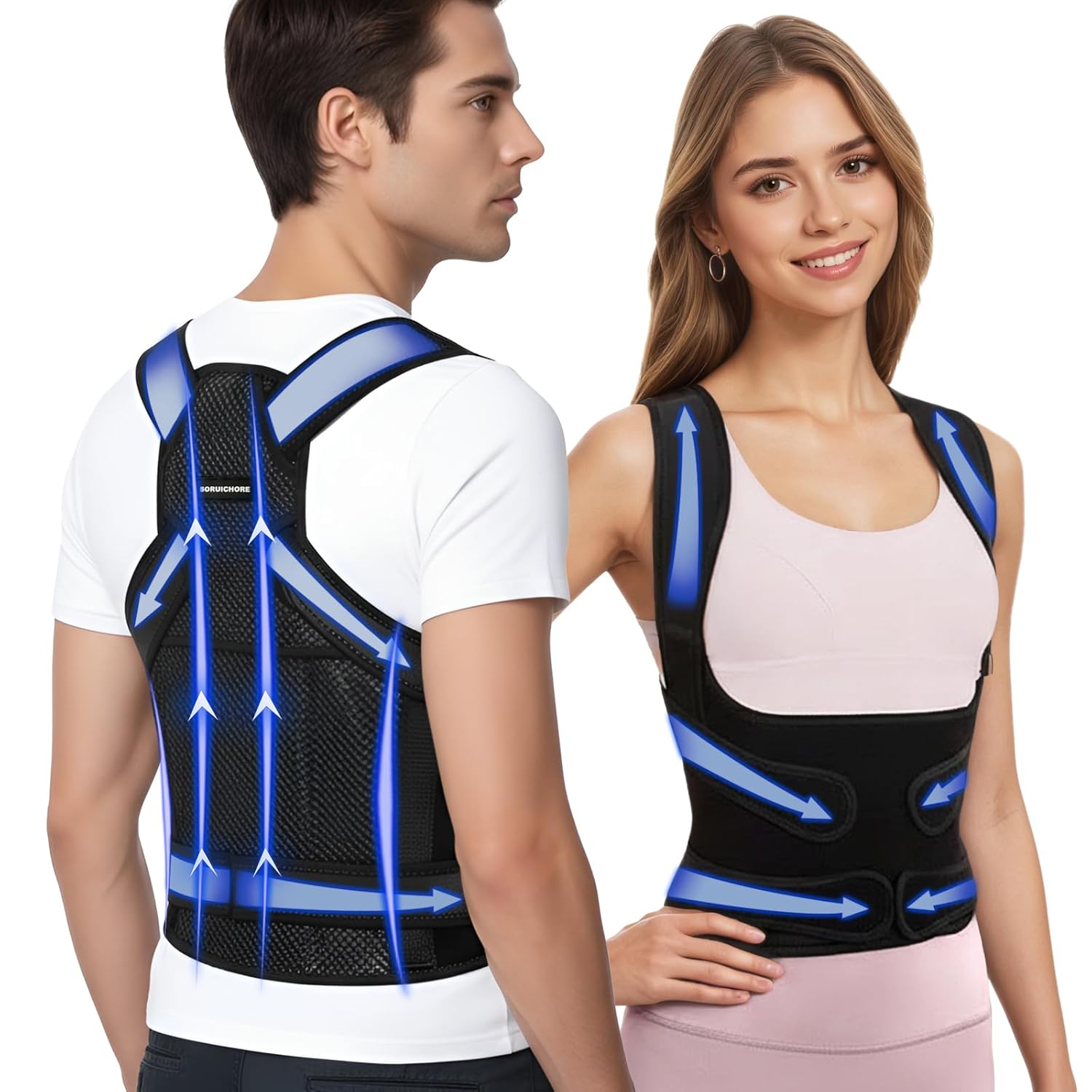 Posture Corrector for Women & Men,2-in-1 Back Brace with Shoulder Support, Adjustable Full Back Straightener for Upper & Lower Back Pain Relief, Hunchback,Scoliosis & Spine Alignment