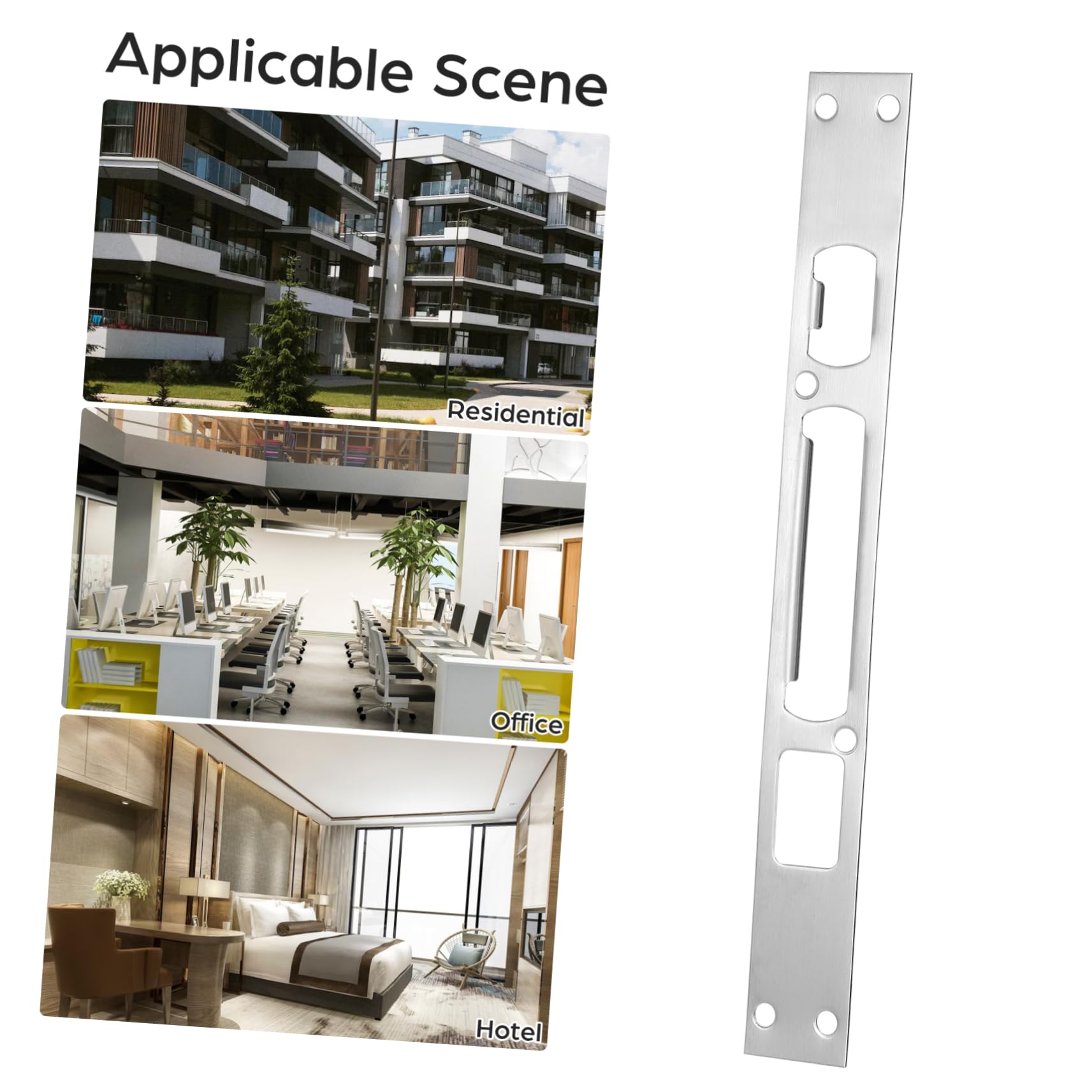 Lurrose 9 Ensembles Gâche De Porte Noire Frapper Plaque De Recouvrement De Trou De Porte Plaque De Verrouillage De Porte Intérieur Acier Inoxydable Silver 2 Pièces * 9