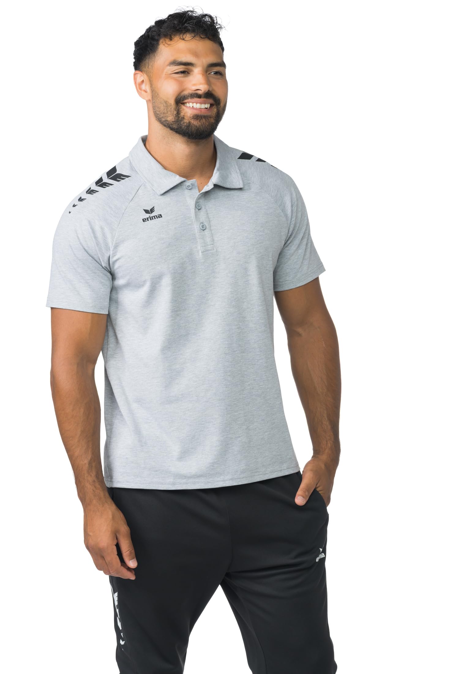 Erima Unisex Cmpt Wings Polo Shirt (2112558) Grey Melange/Black, 4XL