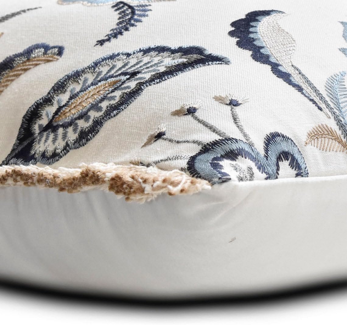 The HomeCentric Pillow Case Custom Blue Pack of 2 24x24 inch (60x60 cm) Pillow Cases Linen Floral Jute Lace Throw Pillows Cover for Sofa Nature Contemporary Halloween Decorations - Morning Glories