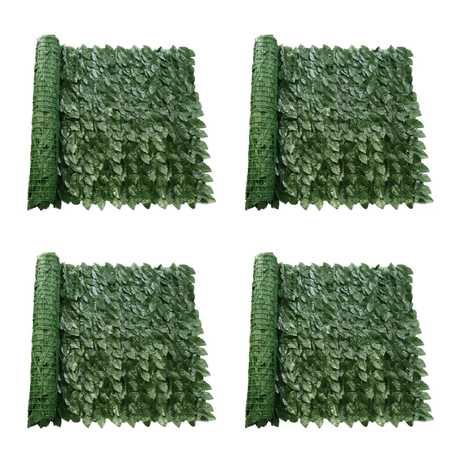 Dunsby 4 Pcs Garden Screening Leaf Fence Panels Plastic Artificial Hedges Wall Screen Stitchable Greenery Multifunctional Garden Home Decor(4 Pcs)