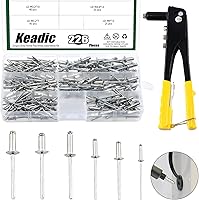 Vista 1 de Keadic Remachadora Manual Resistente de 226 Piezas con Kit Surtido de Remaches Ciegos de Aluminio de 6 Tamaños, Remaches Pop M2.4 M3.2 M4 M4.8