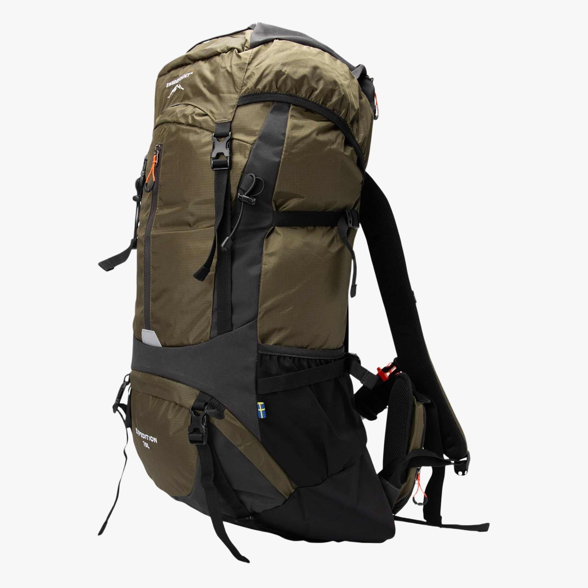 Swedemount Expedition Plecak Turystyczny 70L – pojemność 70L, regulowana długość pleców, kompatybilny z systemem nawadniającym, przednie, dolne i boczne otwarcia, unisex