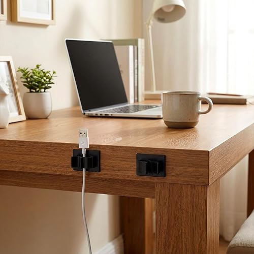 Miniatura 3 de 50 clips de alambre adhesivos, pinzas de cable negras, clips de cable ajustables, clips de cable ajustables, clips de gestión de cables adhesivos,