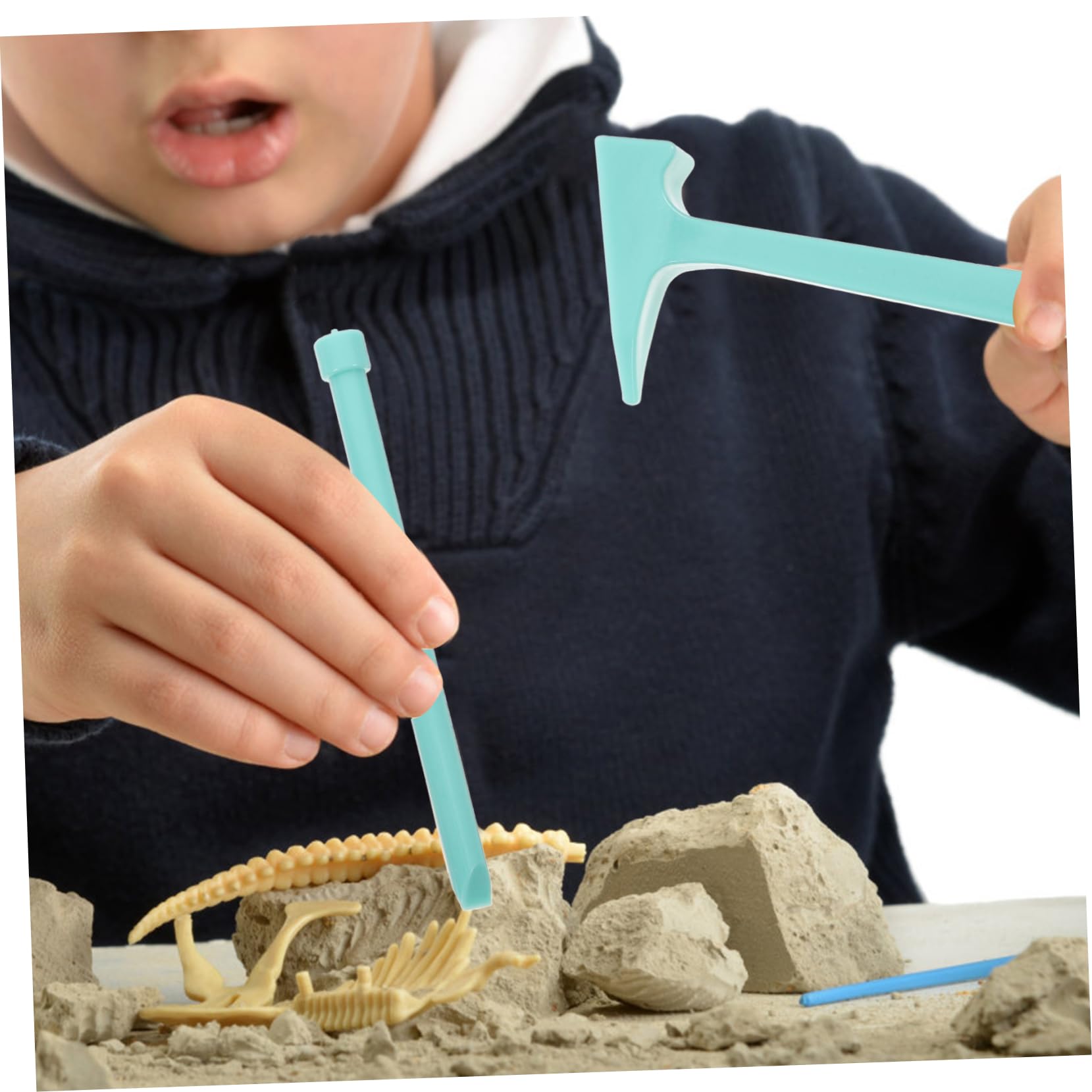 Hemobllo 6 Set Kit Archeologico per Strumenti Educativi Leggeri con Martello Scalpello e Pennello per Scoprire e Gemme Didattico Sicuro e Maneggevole per Ragazzi e Ragazze