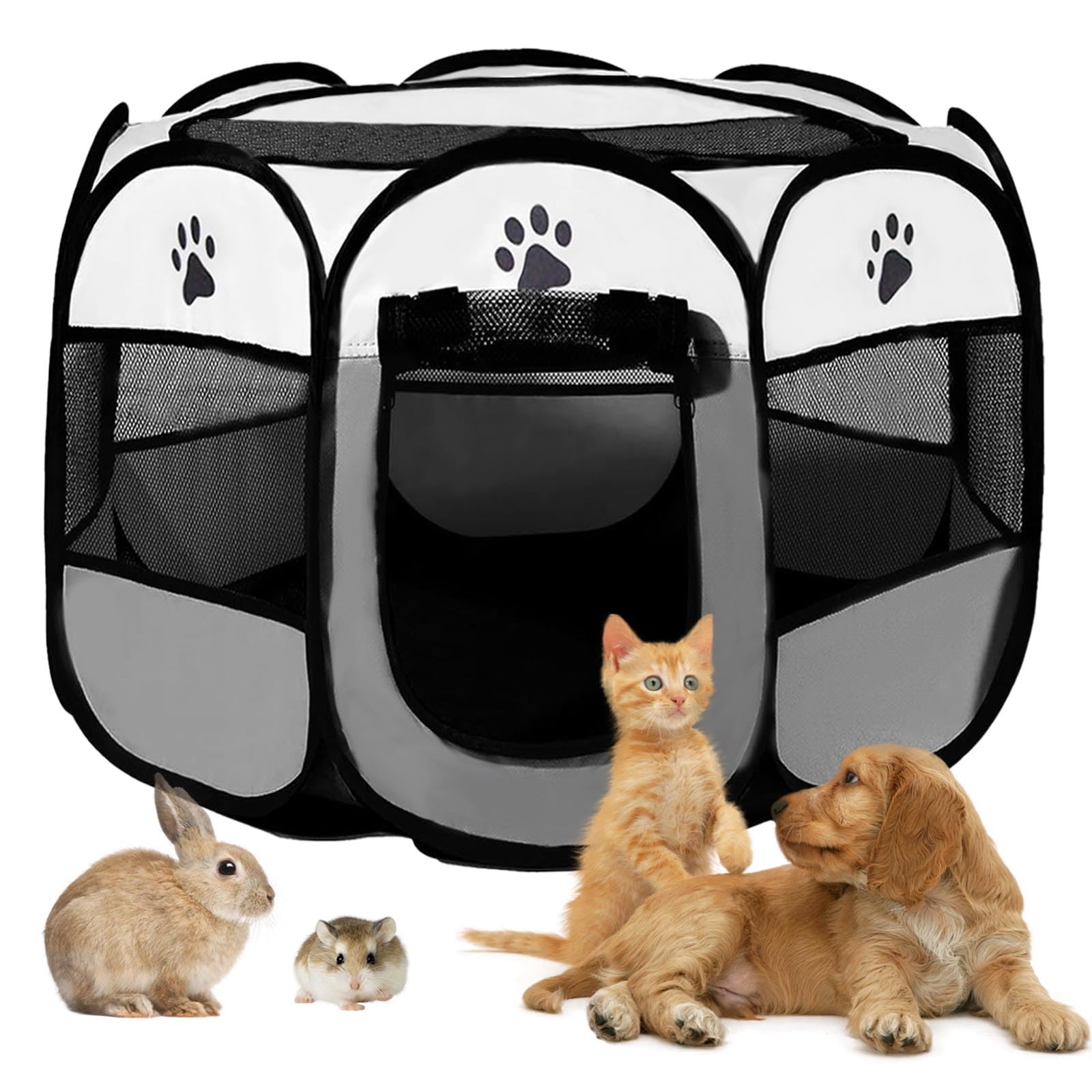 Parque para cachorros 91 x 91 x 58 cm, plegable para apartamentos, BRIMOREA Katzengehege, Conejo interior, para parque de perros, gatos, conejos y animales pequeños tanto en interiores como en