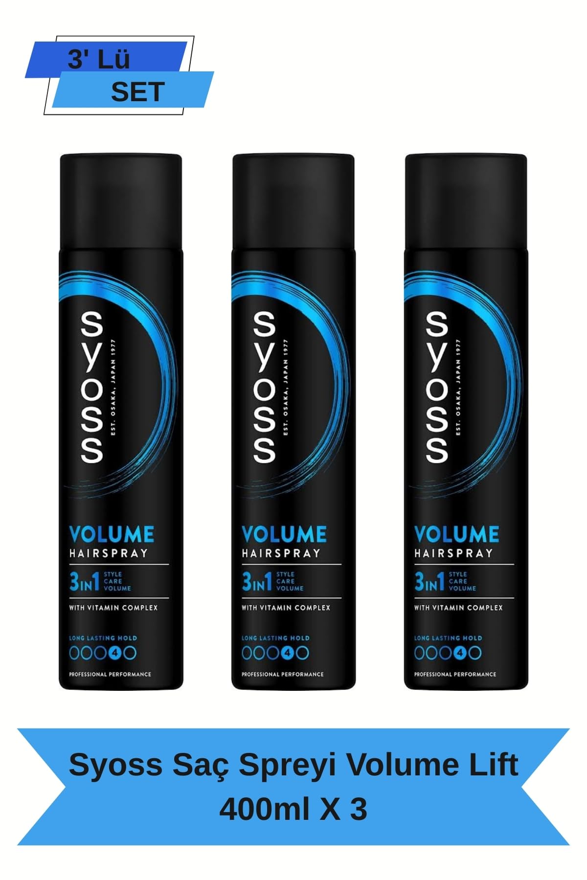 Syoss Volume Lift Saç Spreyi, 400 ml, 3'lü Set, Hacim Artırıcı