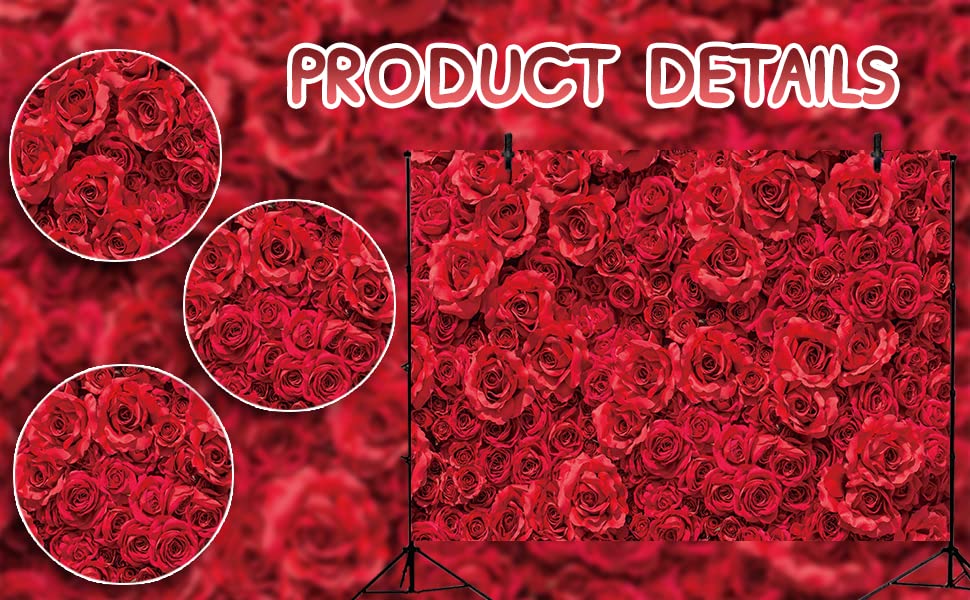 Fondo Fotográfico Floral Rojo 8x6ft para Fotografía miniatura 7
