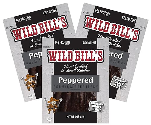 Wild Bill's Black Peppered Beef Jerky - Paquete de 3 onzas (3 unidades)