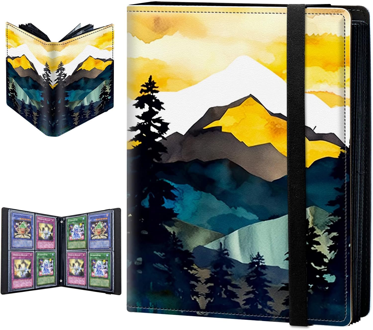 Trading Card Binder, 4 Pocket Trading Cards Album Display Holder, 400 Cards Double Sided Pockets Card Holder Binder Sleeves Card Case for Standard Size Cards Sports Cards,Galaxy Black Cat