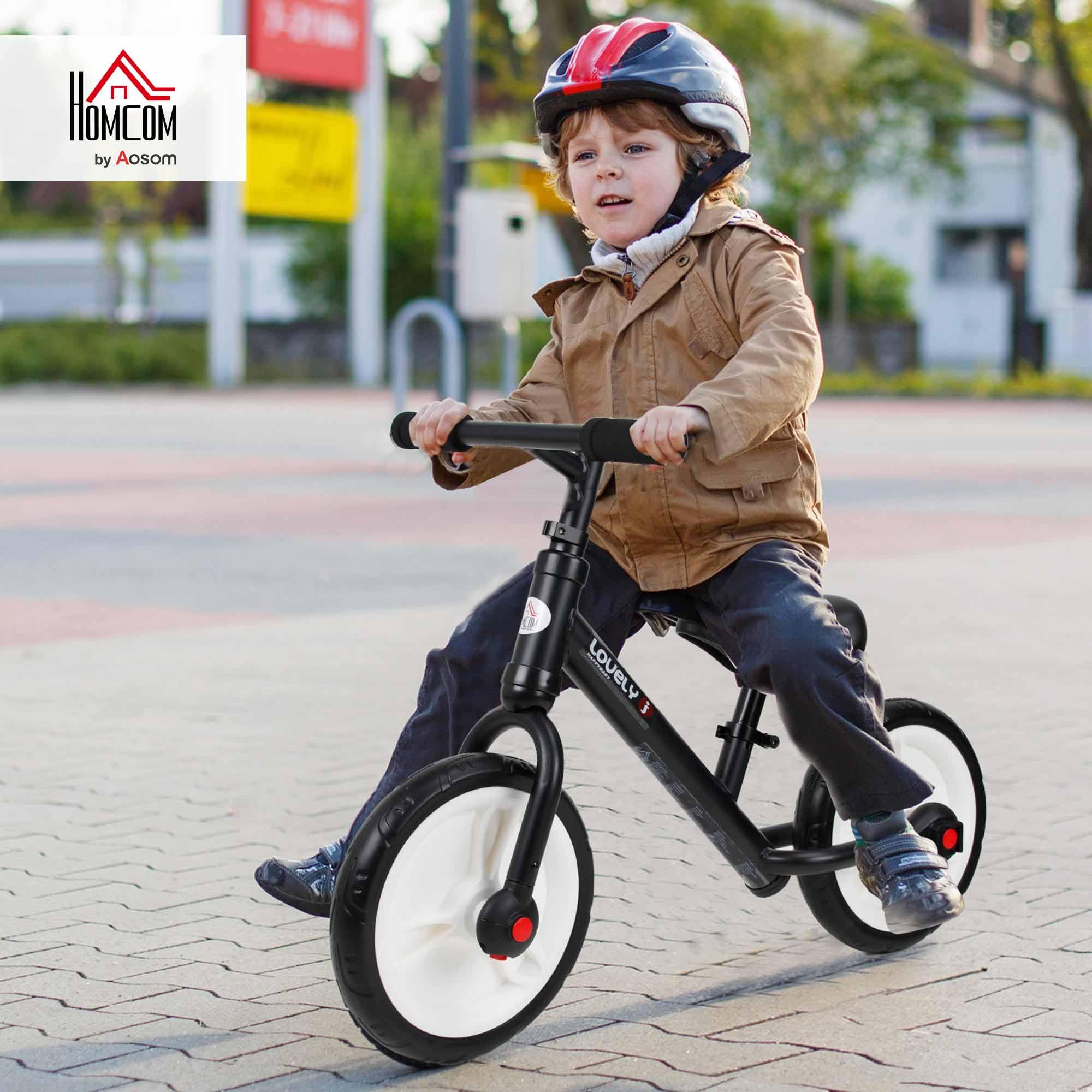 HOMCOM Bicicleta Infantil 12 Pulgadas Ruedas Pedales Extraíbles Altura Regulable Acero para Niños 2-5 Años