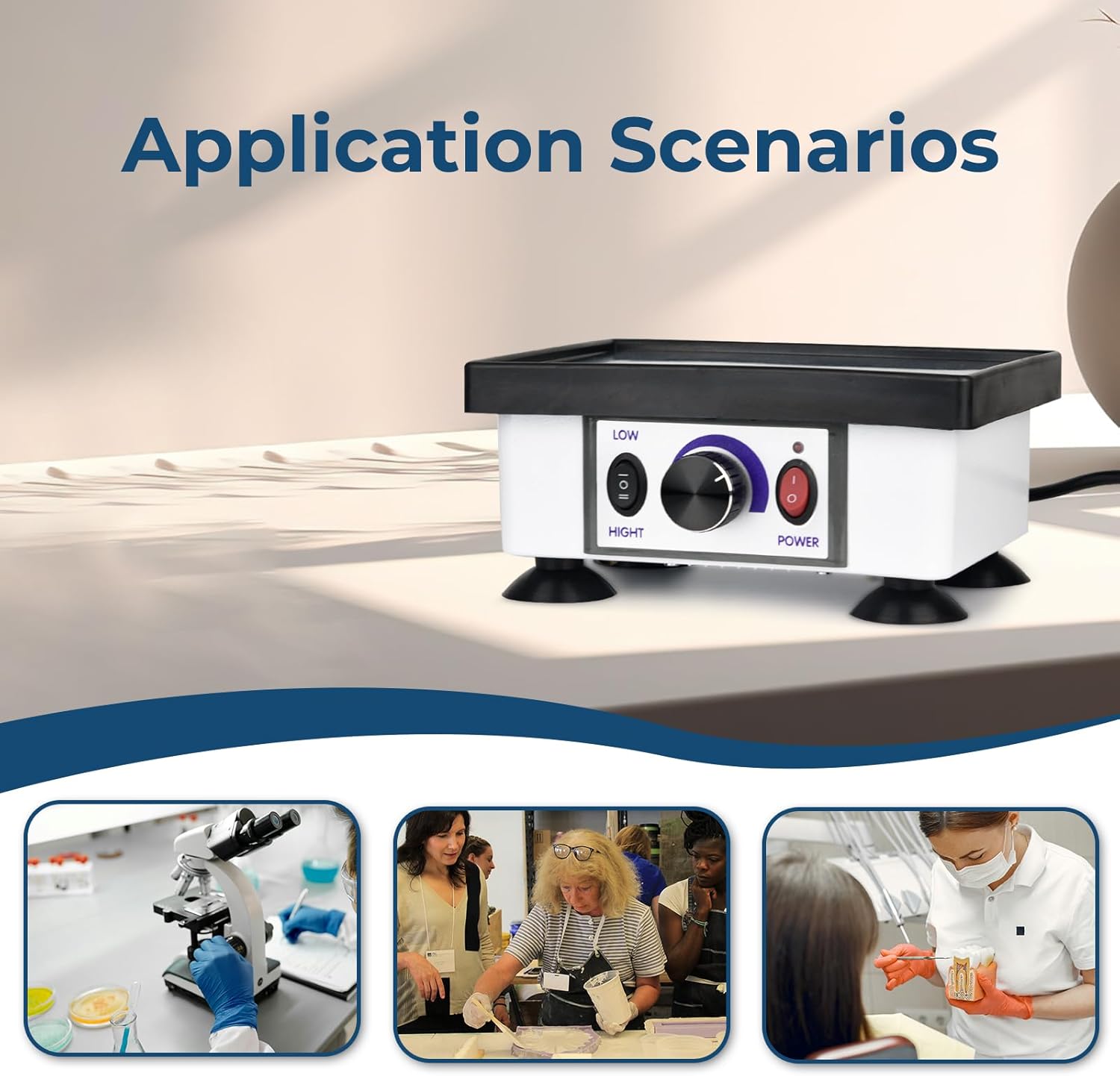 Square Oscillator Shaker, Vibrating Tool with Infinitely Variable Speed Knob for Reducing Air Bubbles in Models JT-51B