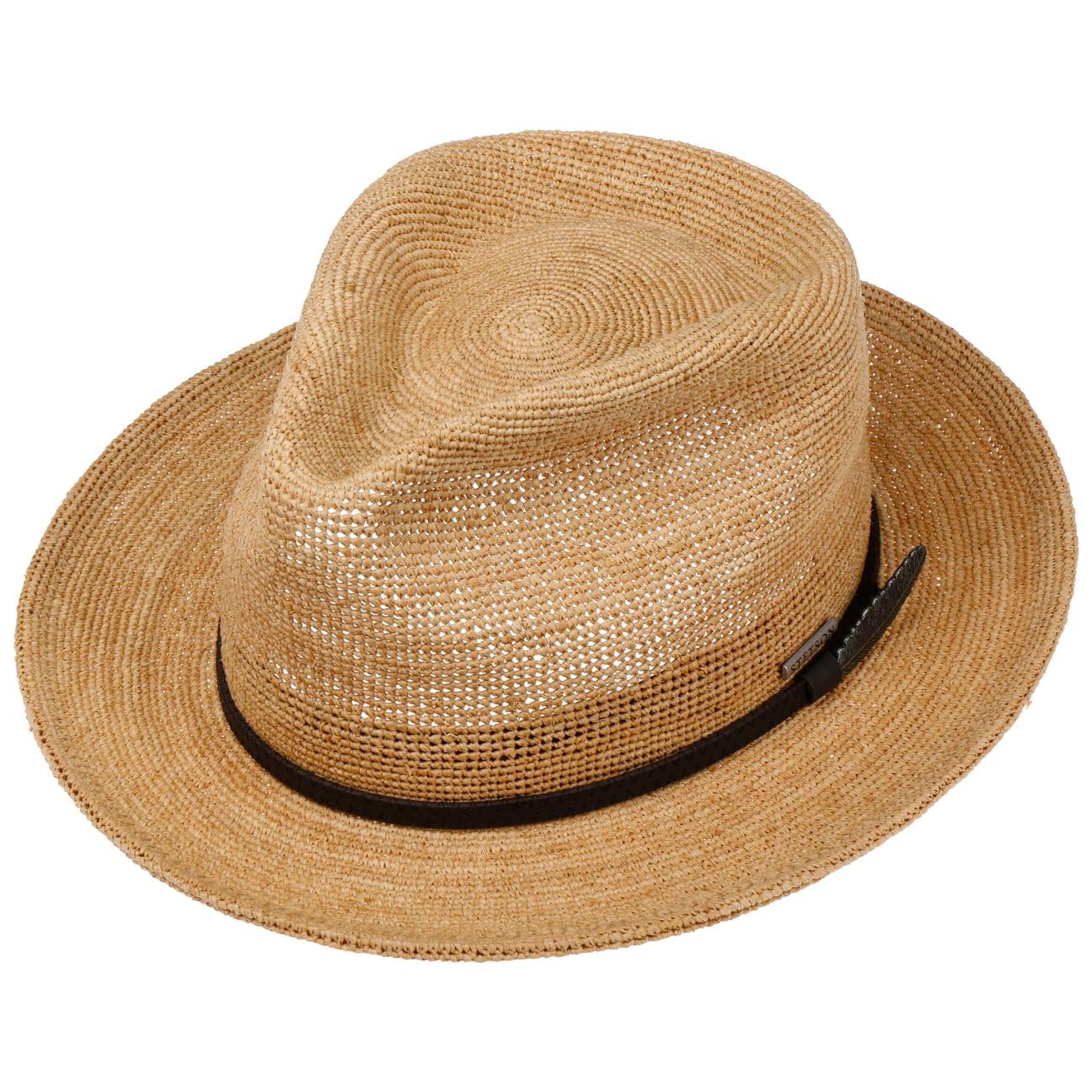 STETSON Daleport Fedora kapelusz slomkowy z bawelniana podszewka i skorzanym paskiem Meski Wiosna Lato
