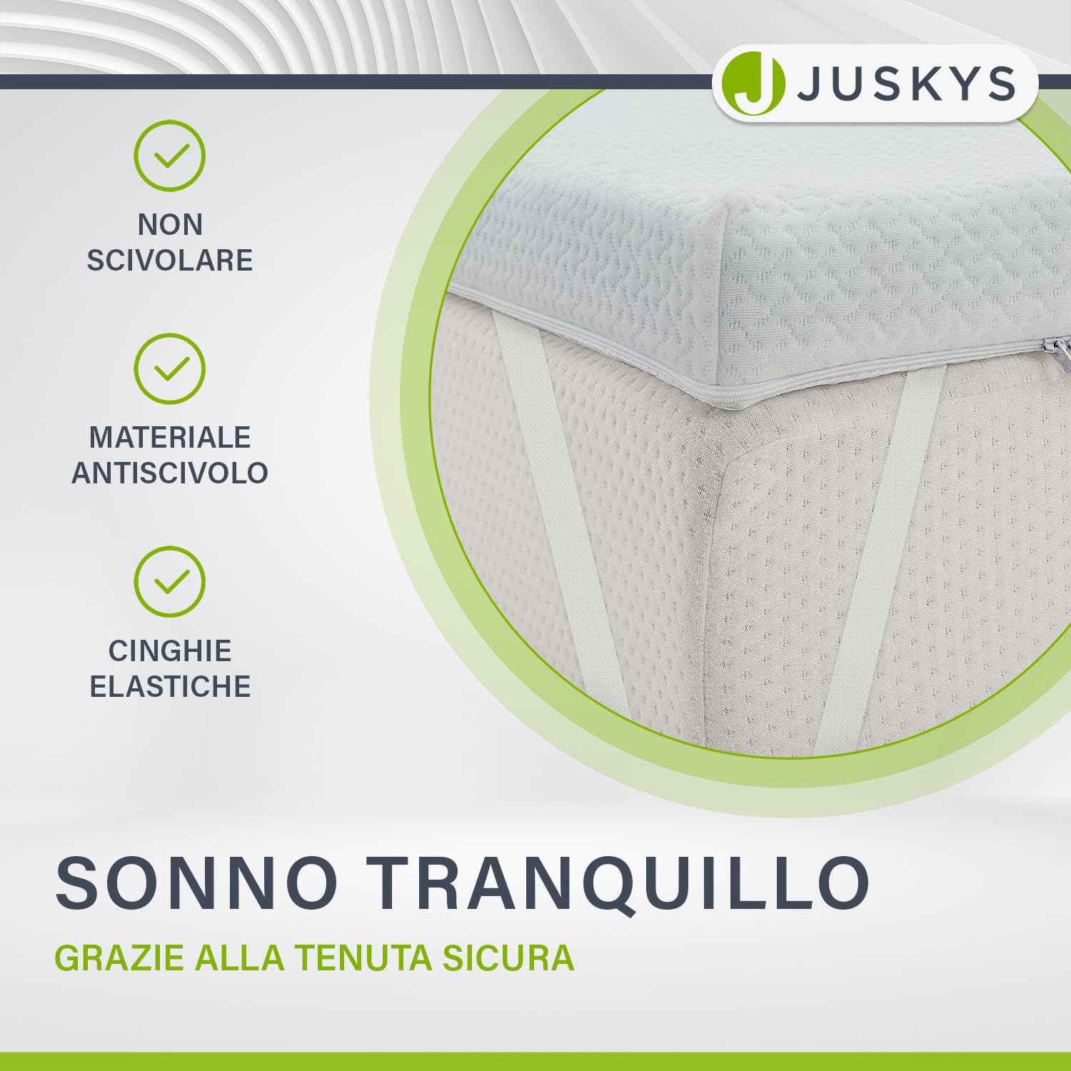 Juskys Topper 90x200 cm in schiuma memory, 7 zone ortopediche e traspirante, altezza 7 cm, H2 - H3, rivestimento lavabile topper materasso coprimaterasso