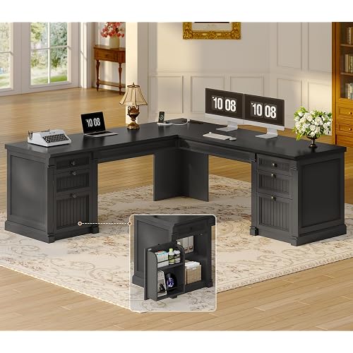 SEDETA L Shaped Office Desk with 4 Drawers Storage, 67"x67" Executive Desk