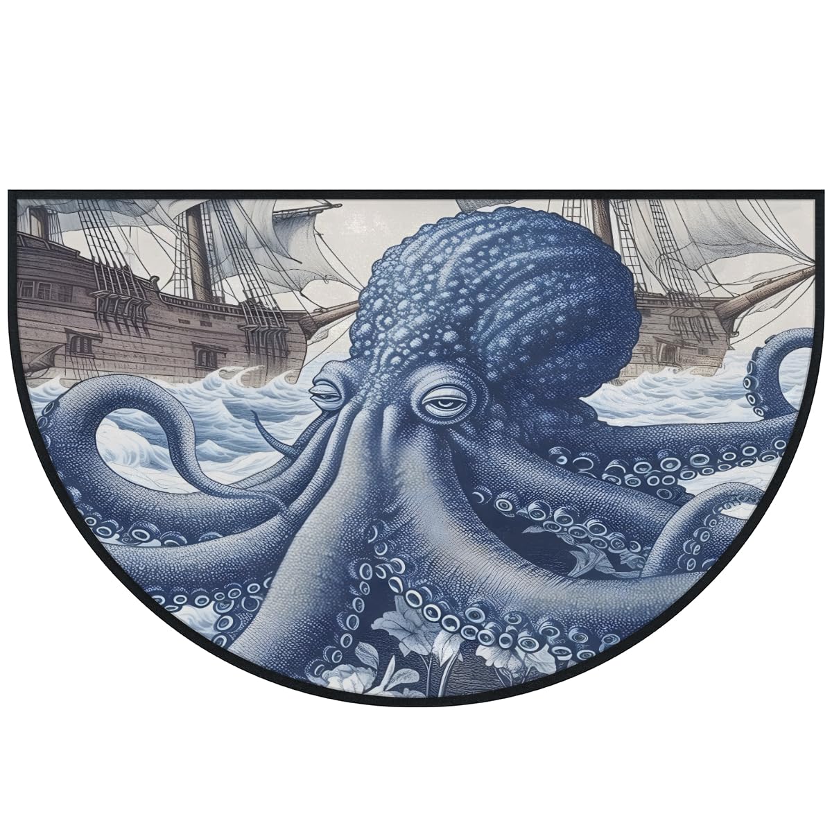 Mexpekil Paillasson bateau en demi-lune pour intérieur et extérieur - Lavable - Absorbant la saleté - 100 x 160 cm