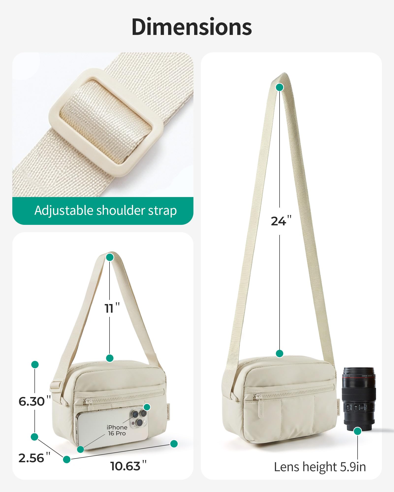 bagsmart Borsa piccola per fotocamera DSLR SLR piccola e leggera ed elegante borsa a tracolla a specchio reflex sistema fotocamera accessori, cammello, Fashion