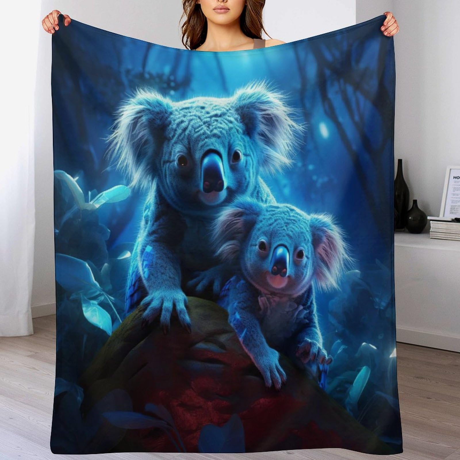 Couvertures moelleuse flannel respirante et thermique 130x180cm motif koala