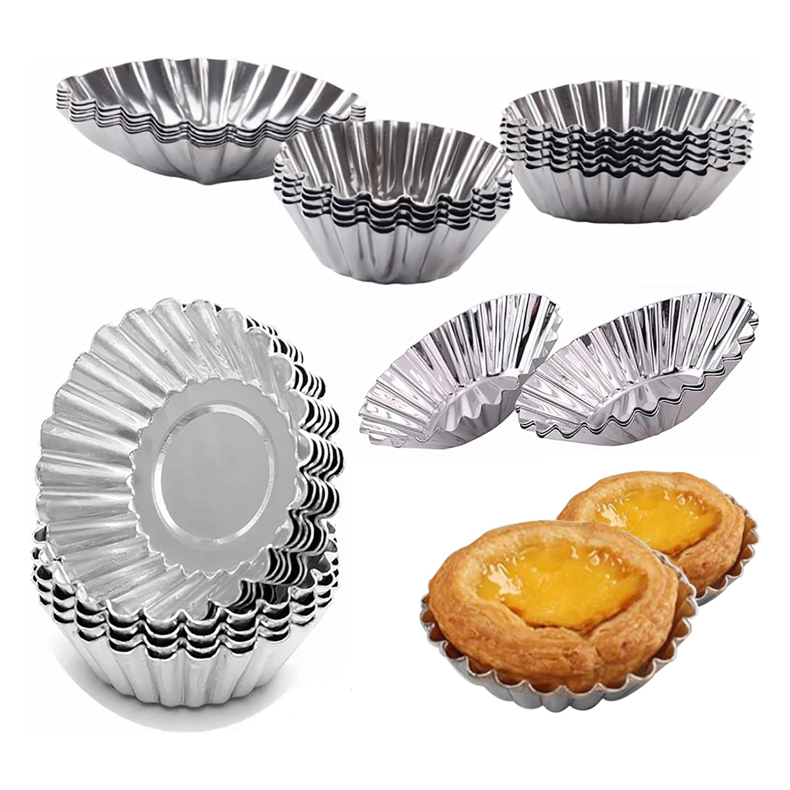 25 Stück Tartelette Förmchen Antihaftbeschichtung Puddingform Klein und Tragbar Mini Muffins Backform Wiederverwendung für Jahrestag Abschluss Geburtstag Babyparty Hochzeit Andere Partys