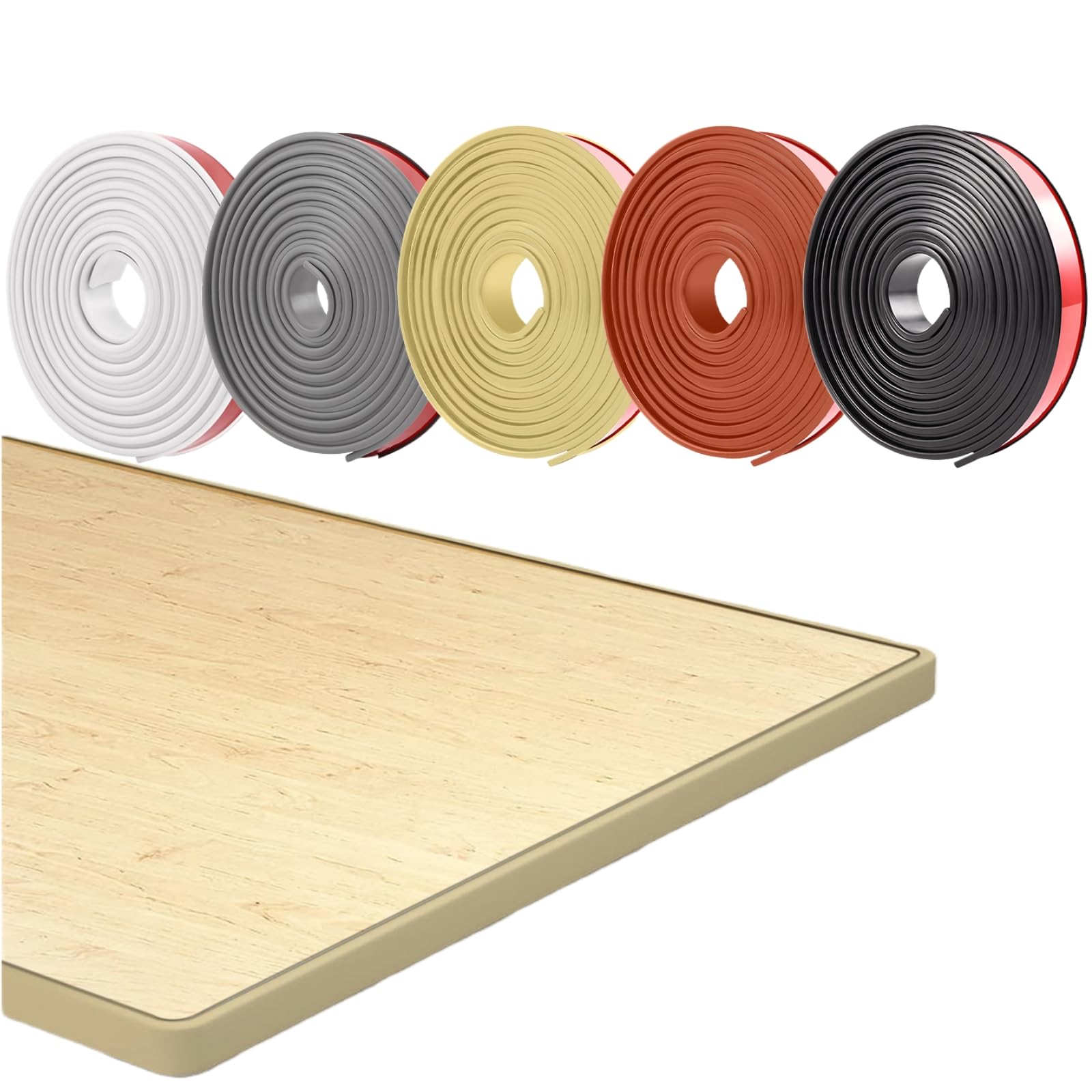 RONSEN U-Förmig Kantenumleimer selbstklebend, 3 Meter TPE Möbelkantenband für Tischkantenschutz, Schrankreparatur, Möbelrestaurierung und Renovierung (Beige, 3m*28mm)