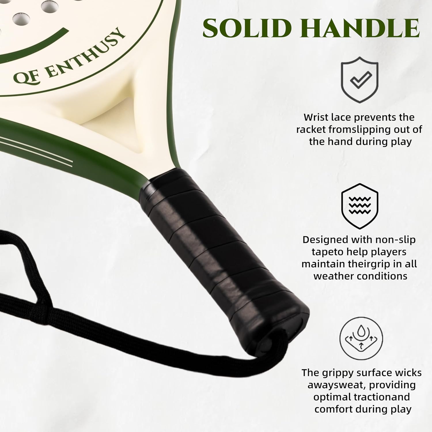 Padel Racket, Carbon Fiber Surface Padel Racquet, Lightweight, Ideal for Training/Matches