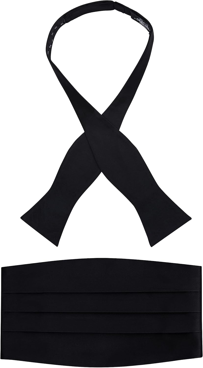 S.H. Churchill & Co. Men's Self Tie Bow Tie and Cummerbund Set for Wedding, Prom, Formal Event