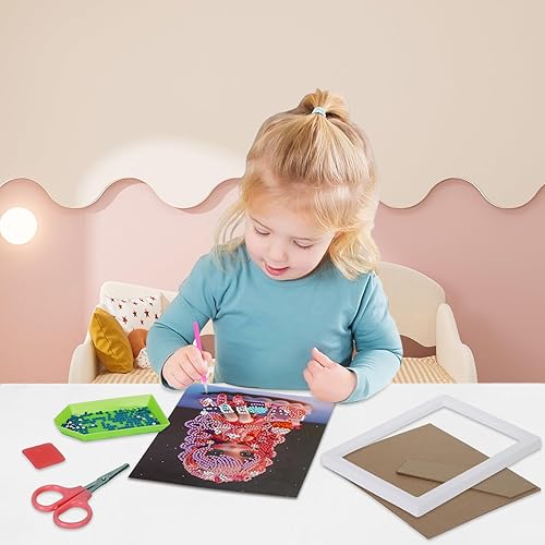 Miniatura 5 de PracticeJQDEN Kits de pintura de diamantes 5D, arte de gemas para niños, kits de pintura por números con marco, kits de manualidades y puntos para