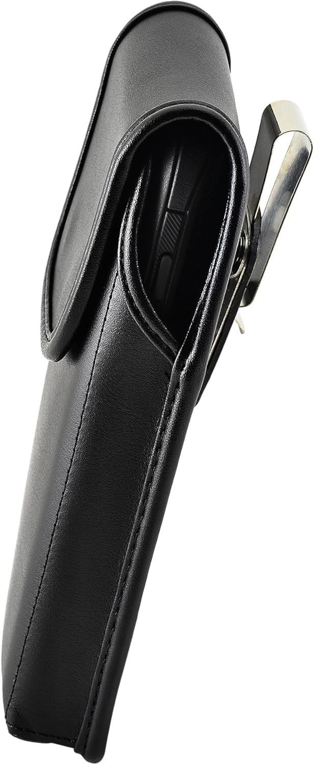 Turtleback Belt Case Made for Samsung Galaxy S7 Edge Fits w/OB Defender or Bulky Cases, Black Vertical Holster Leather Pouch with Heavy Duty Rotating Ratcheting Belt Clip