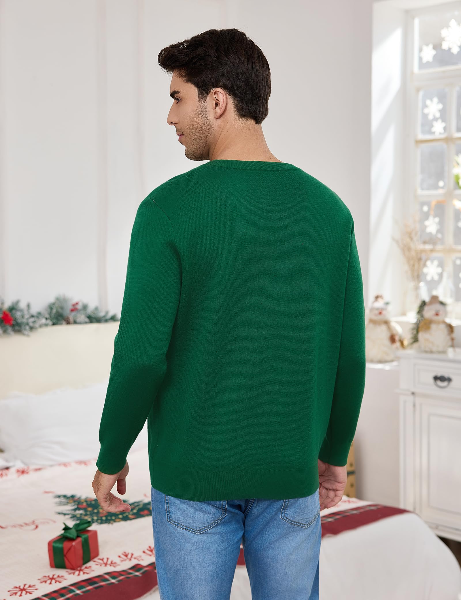 Gyabnw Jersey de Navidad Hombre de Punto Manga Larga Cuello Redondo