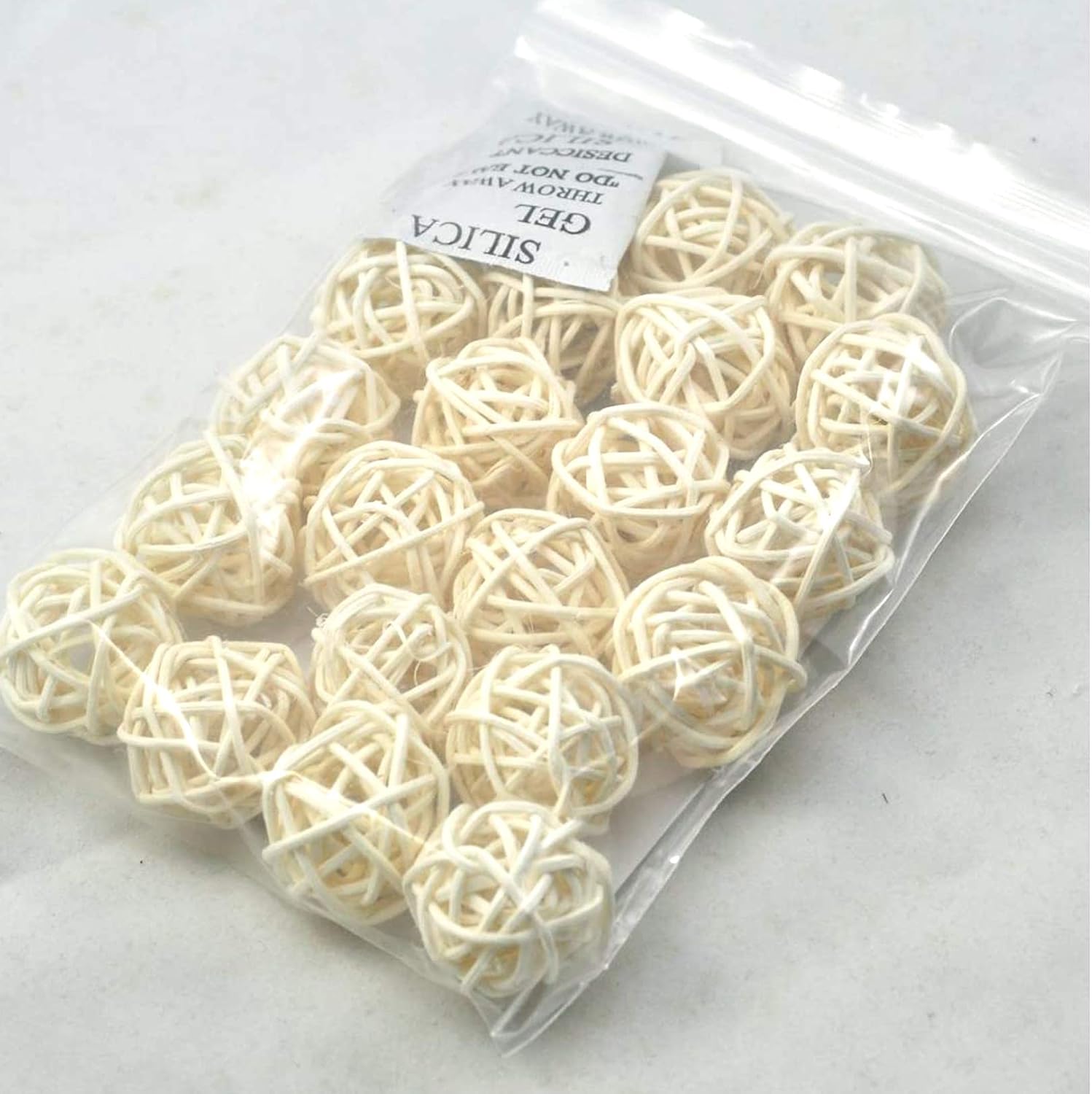 Ougual Natural Wicker Rattan Balls Table Wedding Party Hanging Wobble Ball Christmas Decoration (3cm, 20pcs, White) - Image 4