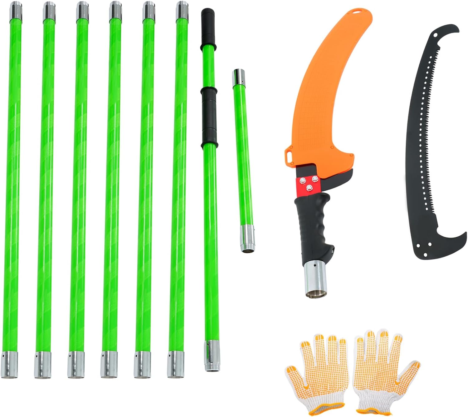 27FT Manual Pole Saw with 9 Lightweight Handles (Green)
