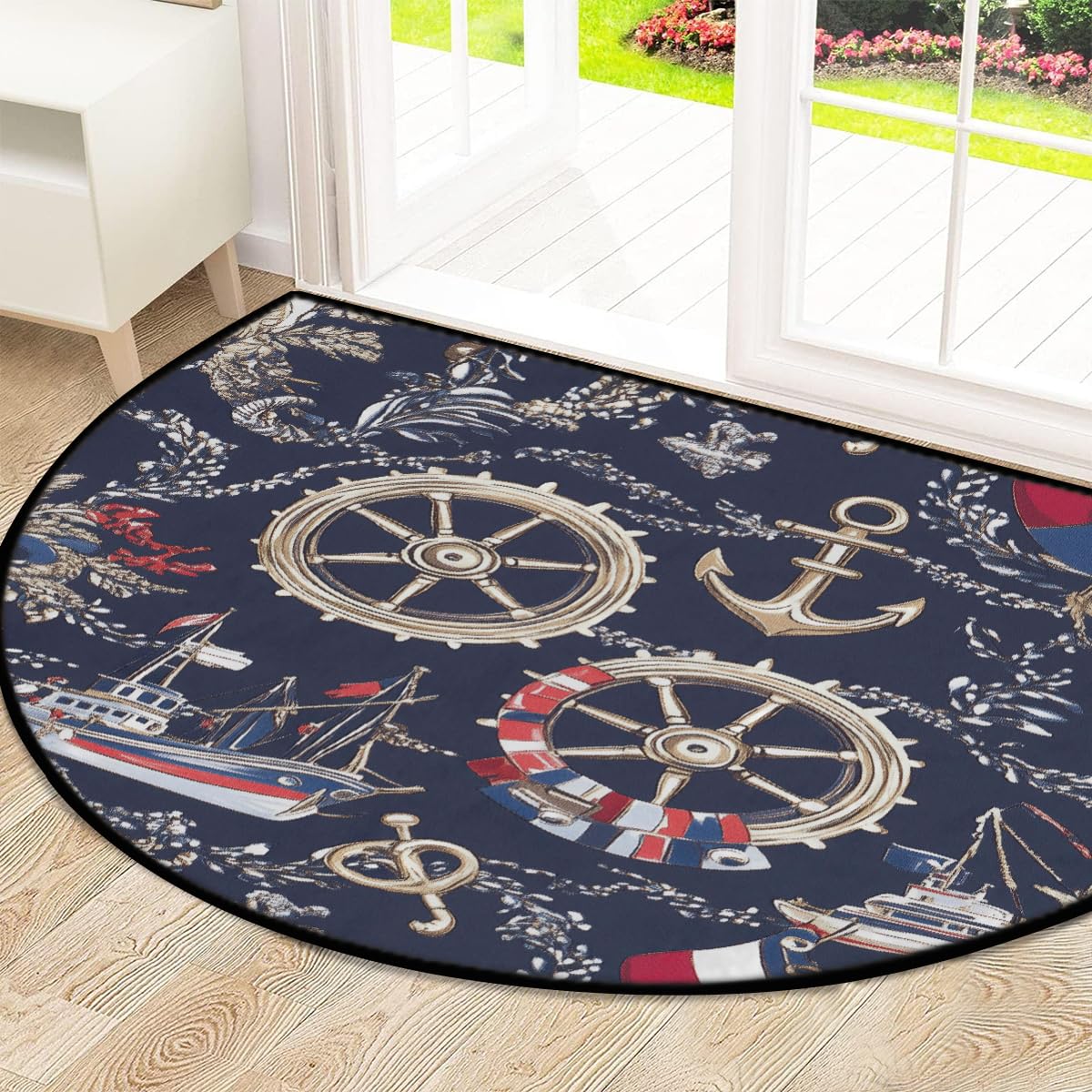 Mexpekil Paillasson bateau en demi-lune pour intérieur et extérieur - Tapis de sol antidérapant - Lavable - Attrape la saleté - 100 x 160 cm