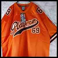【Y2K】PLAYERZ69 アメフトジャージ 69 XXL オレンジ 大きめ Y2K】PLAYERZ69 アメフトジャージ 69 XXL オレンジ 大きめ