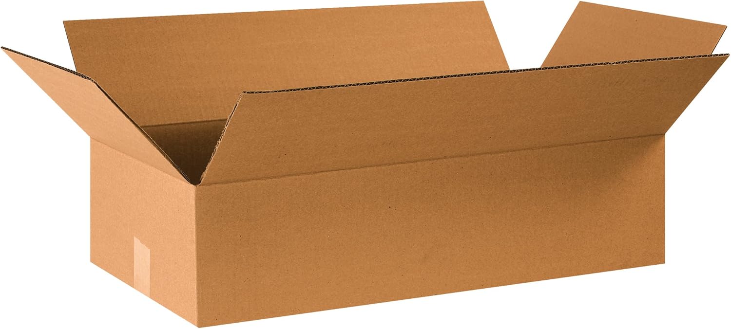PARTNERS BRAND 24x12x6 Flat Corrugated Boxes, Flat, 24L x 12W x 6H, Pack of 20 | Shipping, Packaging, Moving, Storage Box for Home or Business, Strong Wholesale Bulk Boxes