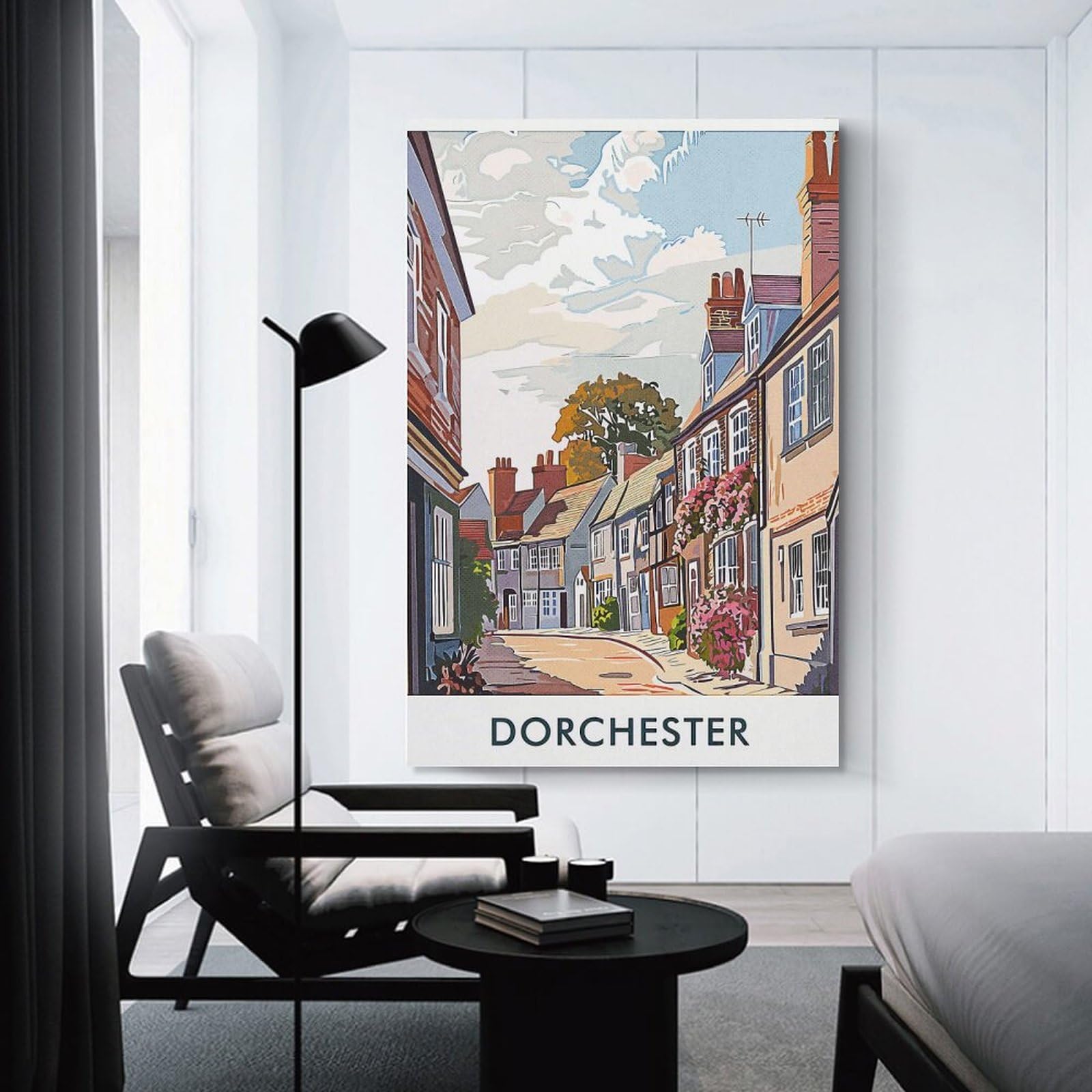 Junmoney Dorchester Town Street Wall Art Print, 24x36inch(60x90cm), for Workspace Walls, Study Corners Or Bedrooms, A Smart Decor Choice for Study Walls